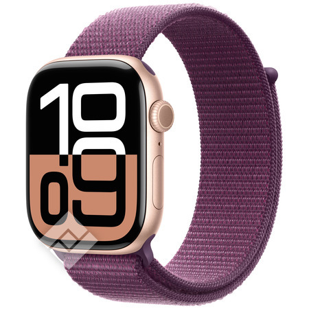 APPLE Watch Series 10 GPS 46mm Botier en aluminium or rose , Boucle Sport prune