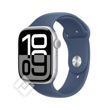 APPLE Watch Series 10 GPS 46mm Botier en aluminium argent , Bracelet Sport denim - M/L