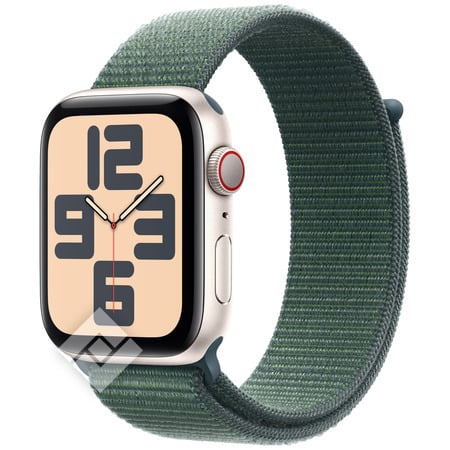 APPLE Watch SE GPS + Cellular 44mm Starlight Aluminium Case , Boucle Sport vert lacustre