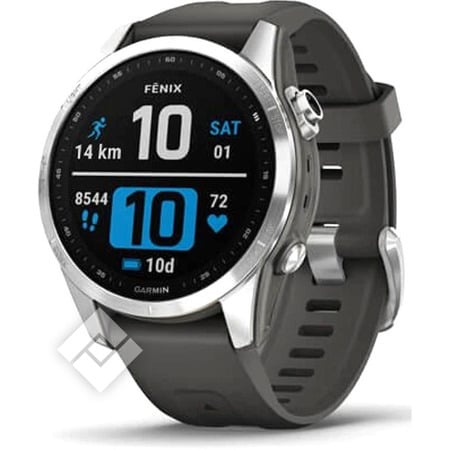 GARMIN FENIX 7S PRO SOLAR GLASS SILVER WITH GRAPHITE BAND