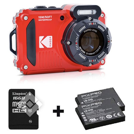 KODAK PIXPRO WPZ2 RED PACK BATTERY + SD CARD   