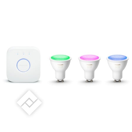 PHILIPS HUE HUE WHITE AND COLOR AMBIANCE STARTER KIT - GU10 + HUE BRIDGE 