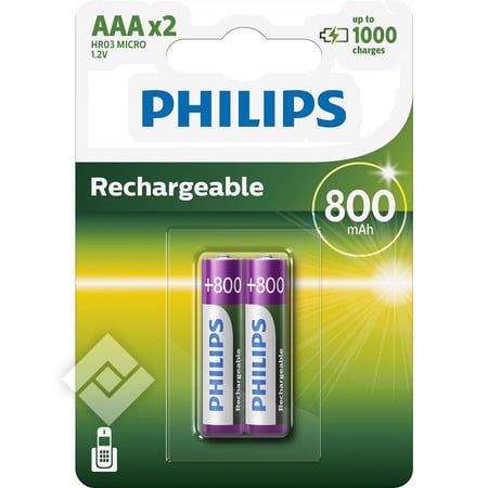 PHILIPS 800 MAH AAA LR03 X2