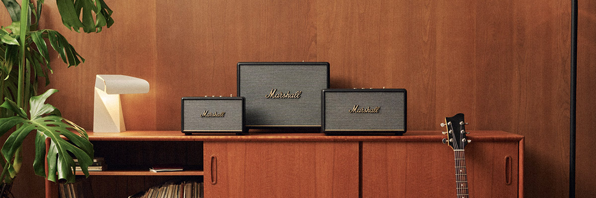 Drie Bluetooth-luidsprekers van Marshall in verschillende formaten