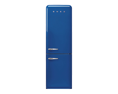 Un combie frigo conglateur SMEG bleu  