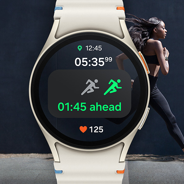 L'cran de la Galaxy Watch7 avec une application de sport