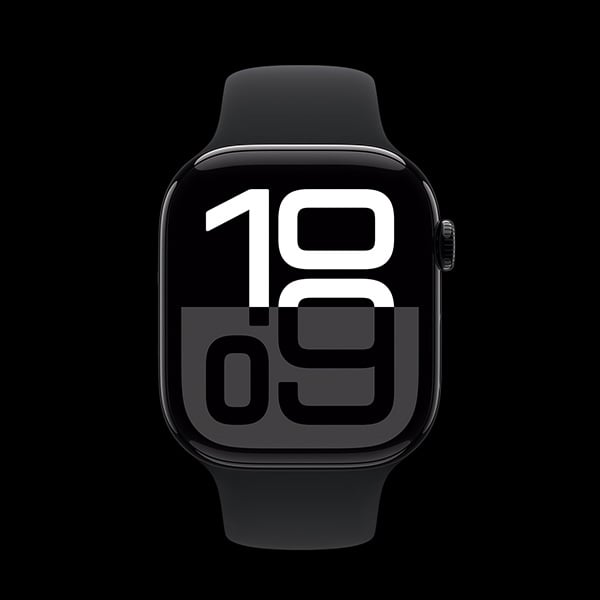 L'heure est affiche sur l'cran de l'Apple Watch Series 10